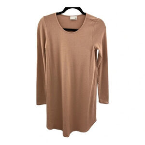 Aritzia Wilfred Free Neutral Tan Scoop Neck Lightweight Sweater Dress Size Small